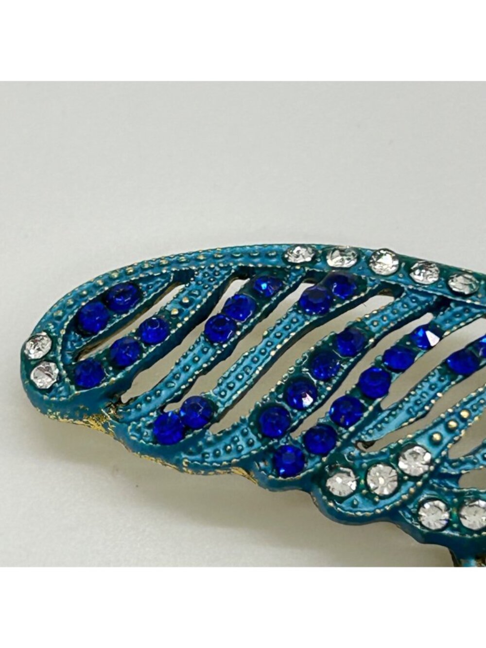 Dragonfly Brooch Articulated Tail Blue Teal Rhinestones Statement 5 inch Insect - Picture 13 of 16